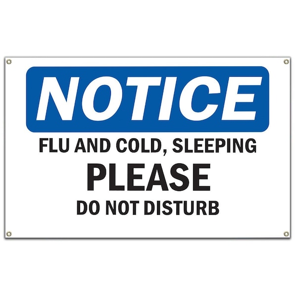 Safety Sign, OSHA Notice, 10" Height, Flu And Cold Sleeping Please Do Not Disturb Sign